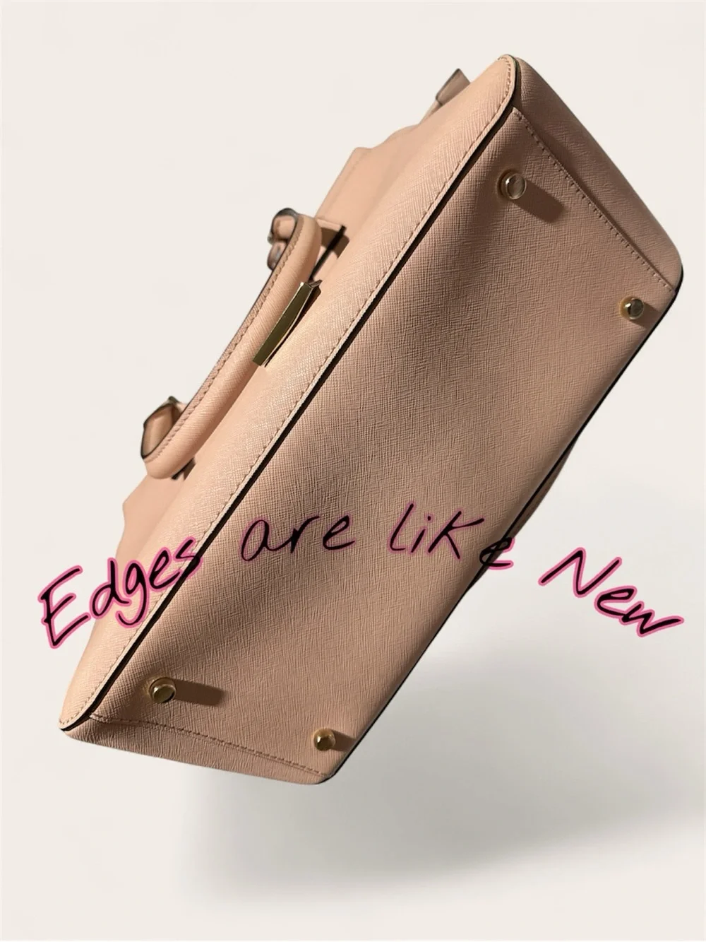 KS Pink Leather Tote Gold Hardware